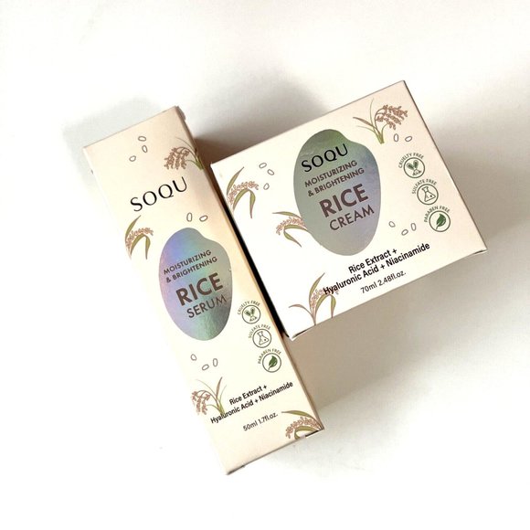 Bundle 2pc New Korean SOQU Moisturizing Brightening Rice Serum + Cream K-Beauty - Picture 1 of 3